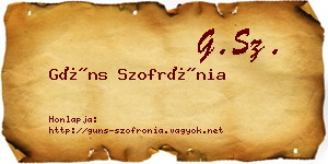 Güns Szofrónia névjegykártya